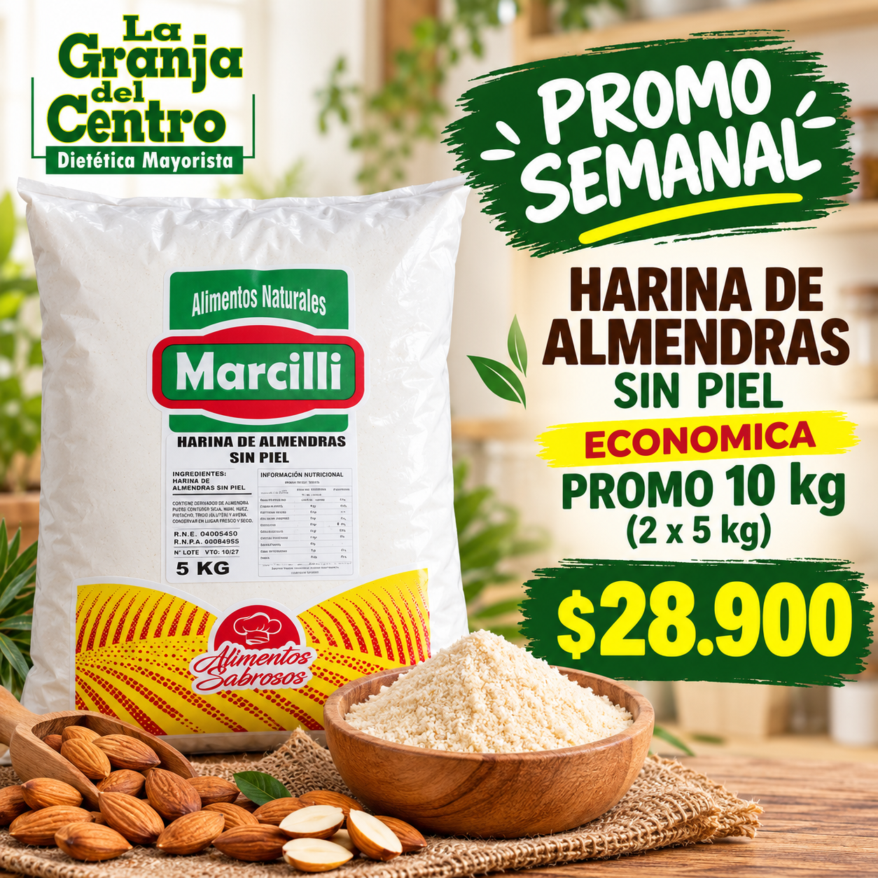 Ofertas y Promociones Harina de Almendras sin piel ECONOMICA PROMO 10 kg (2 x 5 kg) promo semanal
